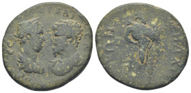 LYDIA, Tmolus. Hadrian, with Aelius Caesar. AD 136-138. Æ (31mm, 12.7 g). AV • AΔPIANOC • CЄ • Λ • AI • KAI-CAP, confronted busts of Hadrian right, la...