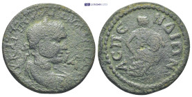 PAMPHYLIA, Aspendus. Valerian I. 253-260 AD. Æ 11 Assaria (29mm, 13.77 g). Laureate, draped, and cuirassed bust right; IA to right / ACPE-NDIWN, Hepha...