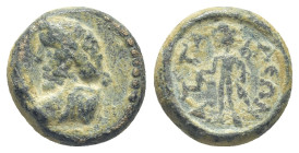 PAMPHYLIA. Attalea. Psuedo-autonomous (Circa late 2nd to early 3rd century AD). Ae. (13mm, 3.28 g)Obv: Diademed and draped bust of Poseidon left; trid...