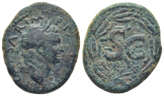Syria, Seleucis and Pieria, Antioch AE (15.4g, 30mm) Titus (Caesar, 69-79) Obv: T CAESAR IMP PONT, laureate head to right; Rev: Large S•C; pellet to l...