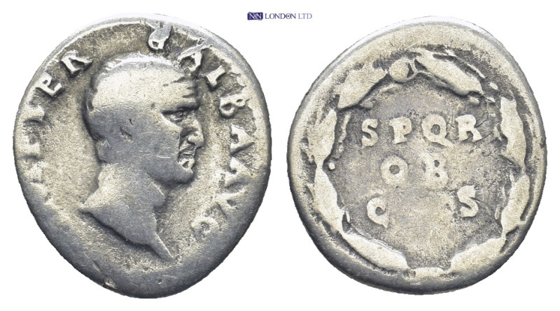 Galba. 68-69 AD. Denarius. Rome. (3 Gr. 17mm.)
 Head bare right. 
Rev. SPQR / OB...