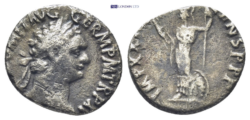 Domitian. AD 81-96 Denarius, Rome. (2.17 Gr. 16mm.)
Laureate head right. 
Rev. M...