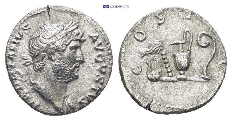 Hadrian AD 117-138. Rome Denarius (3 Gr. 17mm.)
Laureate bust right, slight drap...