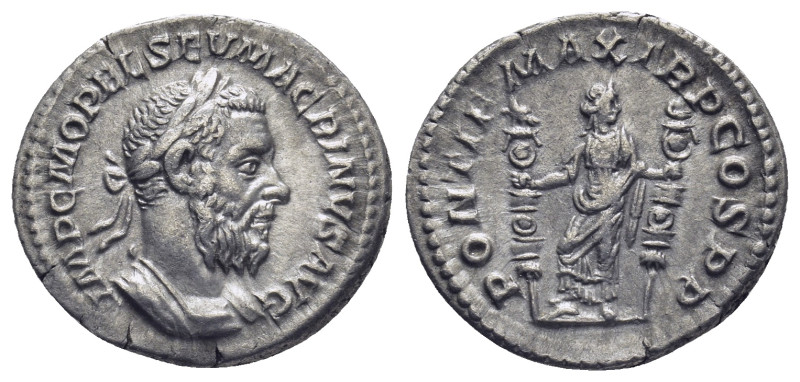 Macrinus (217-218 AD). AR Denarius (20mm, 3.46 g), Roma (Rome). Obv. IMP C M OPE...