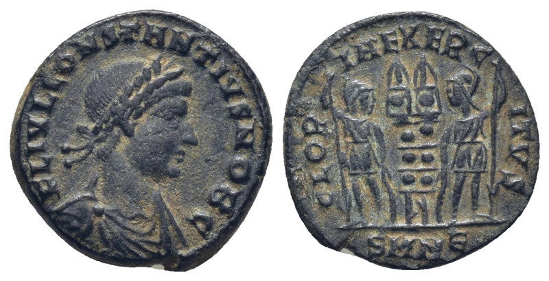 CONSTANTIUS II (Caesar, 324-337). Follis. Nicomedia. (2.9 Gr. 27mm.)
Laureate, d...