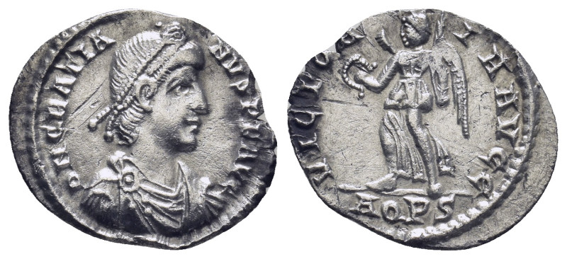 Gratian. AD 367-383. AR Siliqua (19mm, 1.8 g). Aquileia mint, 2nd officina. Stru...