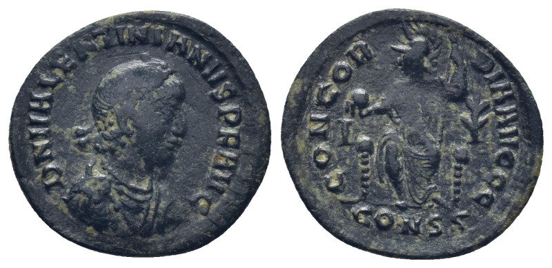 Valentinian II (375-392), Constantinopolis, AE follis (1.6 Gr. 19mm.). 
Pearl-di...