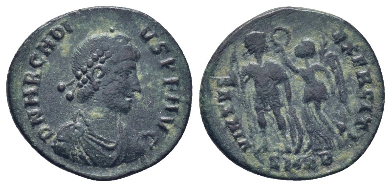 Arcadius, 383-408. Follis. Cyzicus. (2.4 Gr. 19mm.)
 Pearl-diademed, draped, and...