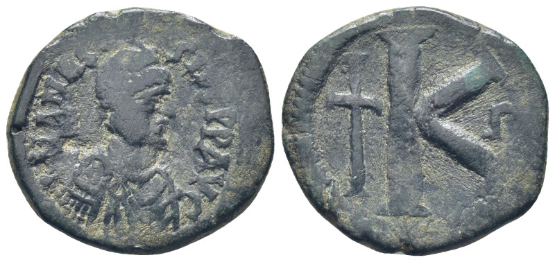 Anastasius I (491-518) AE Half Follis Constantinopolis (9.1 Gr. 27mm) 
Diademed,...