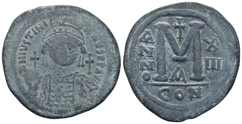 Justinian I Æ 40 Nummi. (39mm, 29 g) Constantinople, dated RY 13 = AD 539/40. D ...