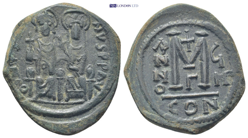 Justin II, with Sophia. 565-578. Æ Follis (29mm, 14.4 g). Constantinople mint, 1...