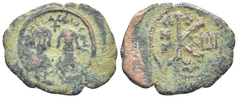 Revolt of the Heraclii. 608-610. Æ (29mm, 5.4 g) Half Follis Alexandria mint, 1s...