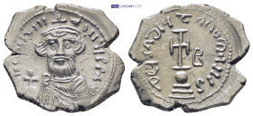 CONSTANS II, 641-668. AR Hexagram Constantinople. (4.93 Gr. 23mm.)
 Facing bust of Constans II wearing crown and chlamys, with short beard, holding gl...