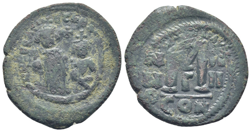 Constans II, with Constantine IV, 641-668. Follis Constantinople. (10.4 Gr. 31mm...