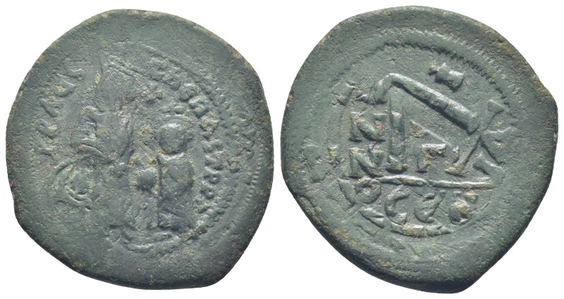 Constans II, with Constantine IV, 641-668. Follis Constantinople. (12.4 Gr. 32mm...