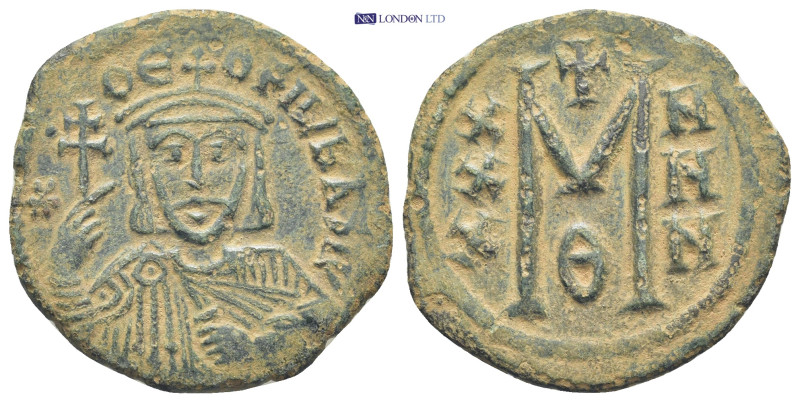 Theophilus Æ 40 Nummi. (27mm, 5.58 g)Constantinople, AD 829-831. ΘЄOFIL bASIL, b...