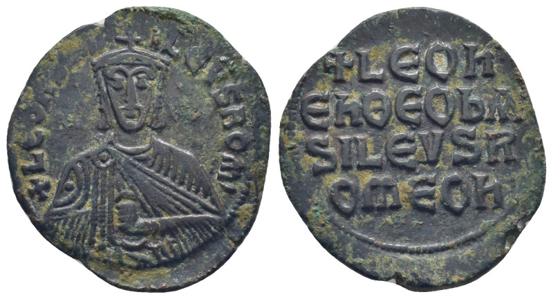 Leo VI the Wise. 886-912. Æ Follis (26mm, 5.3 g). Constantinople mint. Crowned f...