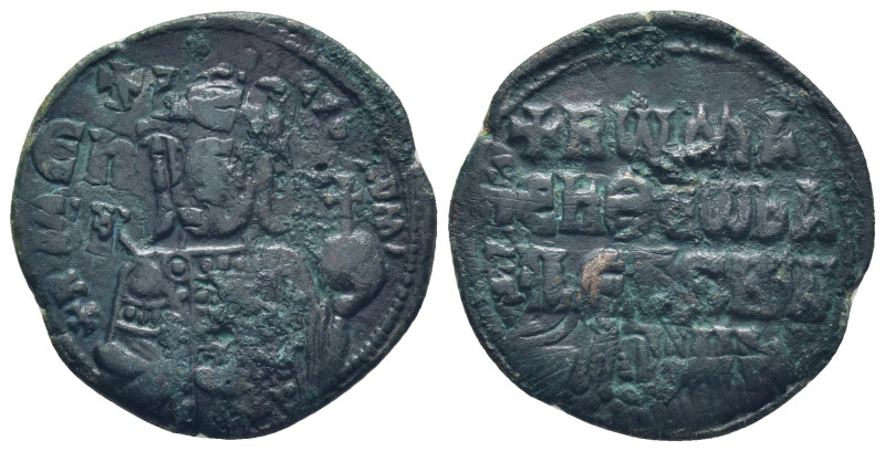 Romanus I. 931-944. Æ Follis. (26mm, 6.43 g) Constantinople mint. Half-length, c...