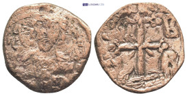 Nicephorus Basilacius (Usurper) Æ Follis. (23mm, 5.1 g) Thessalonica, AD 1078. Nimbate bust of Christ Pantokrator facing; IC-XC across fields / Jewell...