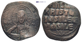 Anonymous Folles. temp. Basil II & Constantine VIII, circa 976-1025. Æ Follis (27mm, 10.3 g). Constantinople mint. Facing bust of Christ Pantokrator; ...