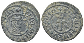 Cilician Armenia. Royal. Levon I. 1198-1219. AE (6.5 Gr. 29mm.). 
Crowned leonine head facing slightly right 
Rev. Patriarchal cross; six-pointed star...
