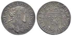 Italian States, Torriglia (Marquisate). Violante Doria-Lomellini AR Luigino. (20mm, 2.15 g) Imitating Anne-Marie-Louise, Princess of Dombes, for trade...