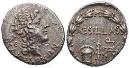 Macedon under Roman rule. Aesillas, Quaestor. c. 95-70 BC. AR, Tetradrachm. 15.80 g. - 29.00 mm. circa 93-87 BC. Thessalonika.
Obv.: MAKEΔONΩN. Head o...