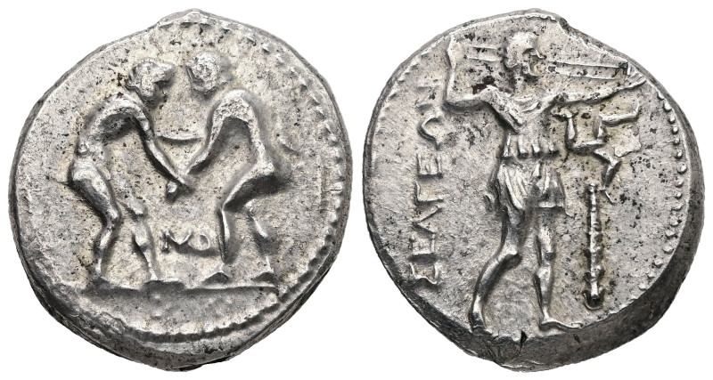 Pamphylia, Aspendos. AR, Stater. 10.70 g. - 23.00 mm. Circa 330-250 BC.
Obv.: Tw...