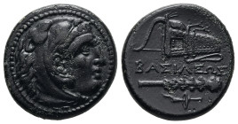 Kings of Macedon, Alexander III 'the Great', AE. 5.92 g. - 20.00 mm. 336-323 BC. Uncertain mint in Western Asia Minor.
Obv.: Head of Herakles right, w...