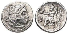 Eastern Europe. Imitations of Alexander III 'the Great' of Macedon (3rd century BC). AR, Drachm. 3.70 g. - 18.00 mm. 'Pseudo-Lampsakos' mint. 
Obv.: H...