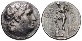 Kings of Macedon, Demetrios I Poliorketes, circa 306-283 BC. AR, Tetradrachm. 17.23 g. - 28.00 mm. Pella mint. Struck 289-288 BC.
Obv.: Diademed head ...