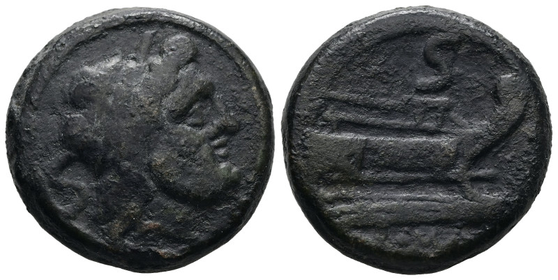 Anonymous, after 211 BC. AE, Semis. 19.60 g. - 27.00 mm. Uncertain mint.
Obv.: L...