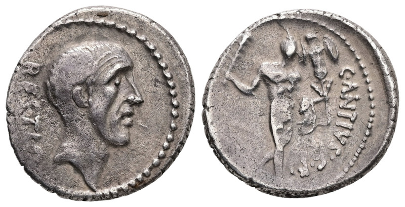 C. Antius C. f. Restio, 47 BC. AR, Denarius. 4.00 g. - 18.00 mm. Rome.
Obv.: RES...