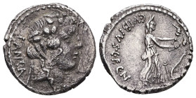 C. Vibius C.f. C.n. Pansa Caetronianus, 48 BC. AR, Denarius. 3.40 g. - 18.00 mm. Rome.
Obv.: PANSA. Head of young Bacchus (or Liber) to right, wearing...