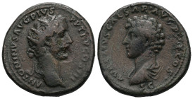 Antoninus Pius, 138-161 AD. AE, Dupondius. 13.70 g. - 28.00 mm. Rome, 140-144 AD.
Obv.: ANTONINVS AVG PIVS P P TR P COS III. Head of Antoninus Pius, r...