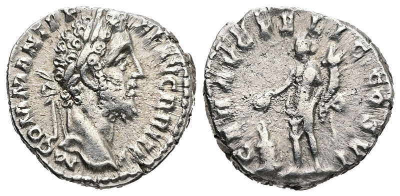 Commodus, AD 177-192. AR, Denarius. 3.50 g. - 17.00 mm. Rome.
Obv.: M COMM ANT P...