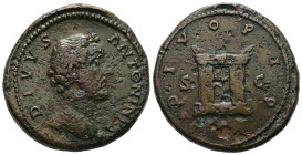 Divus Antoninus Pius. Died AD 161. AE, Sestertius. 29.16 g. - 33.00 mm. Rome mint. Struck under Marcus Aurelius and Lucius Verus, AD 162.
Obv.: DIVVS ...