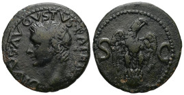 Divus Augustus, (Died AD 14.) AE, As. 10.50 g. - 28.00 mm. Struck under Tiberius, Rome, 34-37 AD.
Obv.: DIVVS AVGVSTVS PATER. Radiate head of Augustu...