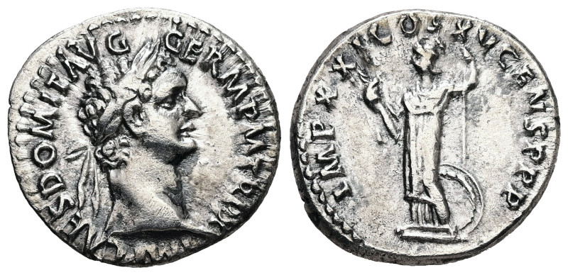 Domitian, 81-96 AD. AR, Denarius. 3.40 g. - 18.02 mm. Rome, 14 September AD 90 -...