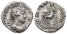 Hadrian, AD 117-138. AR, Denarius. 2.53 g. - 18.07 mm. Rome, AD 121-123.
Obv.: IMP CAESAR TRAIAN - HADRIANVS AVG. Laureate and draped bust to right.
R...