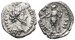 Marcus Aurelius as Caesar, AD 139-161. AR, Denarius. 3.02 g. - 18.00 mm. Rome.
Obv.: AVRELIVS CAES ANTON AVG PII F. Head of Marcus Aurelius, bare, rig...