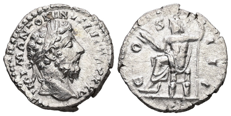 Marcus Aurelius, AD 161-180. AR, Denarius. 3.30 g. - 18.88 mm. Rome.
Obv.: IMP M...
