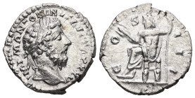 Marcus Aurelius, AD 161-180. AR, Denarius. 3.30 g. - 18.88 mm. Rome.
Obv.: IMP M ANTONINVS AVG TR P XXV. Head of Marcus Aurelius, laureate, right.
Rev...