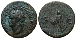 Nero, AD 54-68. AE, Dupondius. 13.00 g. - 28.00 mm. Rome. 62-68 AD.
Obv.: NERO CAESAR AVG GERM IMP. Head of Nero, laureate, left.
Rev.: Victory flying...