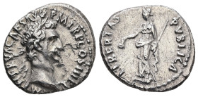 Nerva, AD 96-98. AR, Denarius. 3.00 g. - 18.00 mm. Rome.
Obv.: IMP NERVA CAES AVG P M TR P COS III P P. Head of Nerva, laureate, right.
Rev.: LIBERTAS...