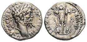 Septimius Severus, AD 193-211. AR, Denarius. 3.04 g. - 7.17 mm. Emesa mint. Struck AD 194-195.
Obv.: IMP CAE L SEP SEV PERT AVG COS II. Head of Septim...
