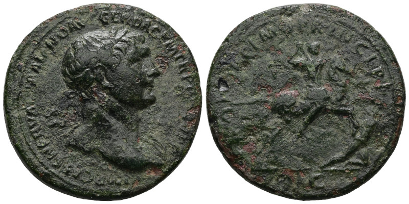 Trajan, AD 98-117. AE, Sestertius. 22.04 g. - 34.00 mm. Rome, 103-111 AD.
Obv.: ...