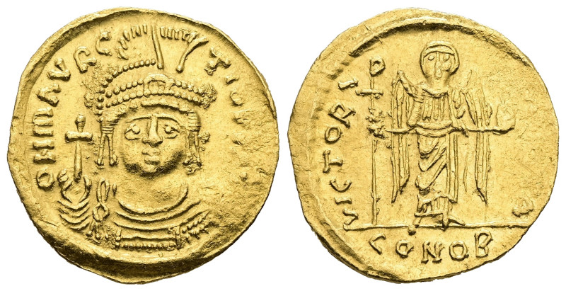 Maurice Tiberius, AD 582-602. AV, Solidus. 4.50 g. - 20.00 mm. Constantinople. 4...