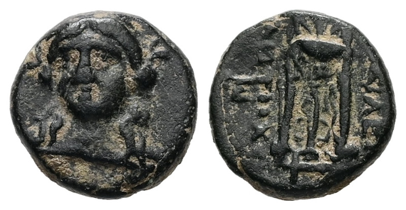 Seleukid Kingdom, Antiochos II Theos. Ae, 1.24 g 10.54 mm 261-246 BC. Sardes.
Ob...