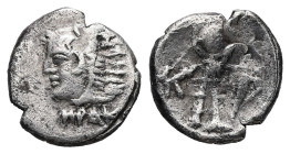 Bithynia, Herakleia Pontika. AR Obol, 0.71 g 10.64 mm. Time of Klearchos I, circa 364-352 BC. 
Obv:HPAK, below head of young Herakles to left, wearing...